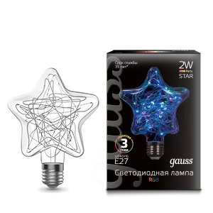 Лампа Gauss Filament Star 2W Е27 RGB LED 1/5/40