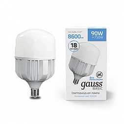 Лампа Gauss Basic T160 AC180-240V 90W 8600lm 6500K E40 LED 1/6