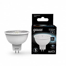 Лампа Gauss MR16 5W 530lm 4100K GU5.3 LED 1/10/100