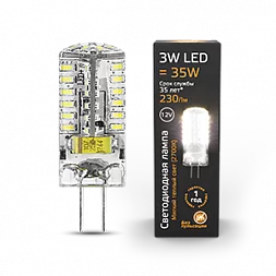 Упаковка 10 штук Лампа Gauss G4 12V 3W 230lm 2700K силикон LED 1/10/200